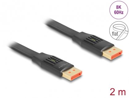Cablu flat Displayport 8K60Hz/4K240Hz 2m, Delock 81006