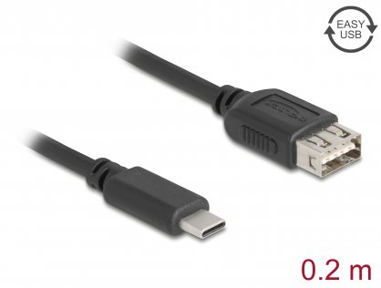 Cablu USB 2.0 Type C la EASY USB-A T-M 0.2m, Delock 81534