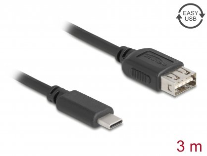 Cablu USB 2.0 Type C la EASY USB-A T-M 3m, Delock 81538
