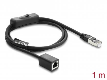 Cablu prelungitor de retea RJ45 Cat.6 F/UTP 1m cu switch, Delock 81564