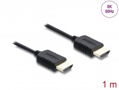 Cablu Coaxial High Speed HDMI 8K60Hz/4K240Hz 48Gbps 1m Negru, Delock 81681