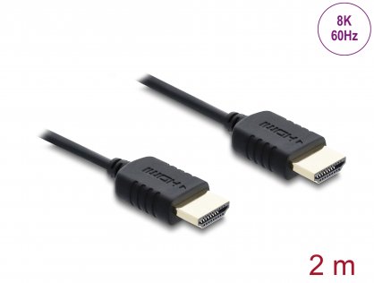 Cablu Coaxial High Speed HDMI 8K60Hz/4K240Hz 48Gbps 2m Negru, Delock 81682