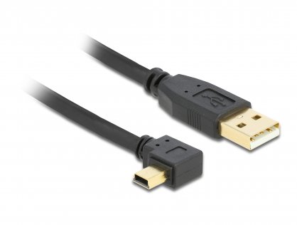 Cablu USB 2.0 la mini USB-B unghi 90 grade T-T 3m, Delock 82683