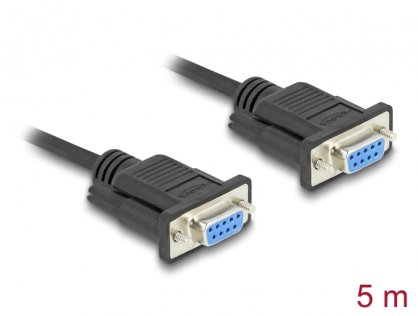 Cablu serial RS-232 DB9 M-M 5m Negru, Delock 86826