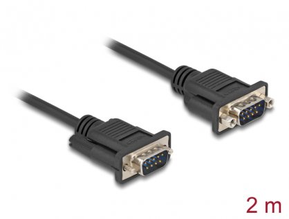 Cablu serial RS-232 DB9 T-T 2m Negru, Delock 88218