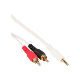 Cablu audio jack stereo 3.5mm la 2 x RCA T-T 5m Alb, InLine IL89930W