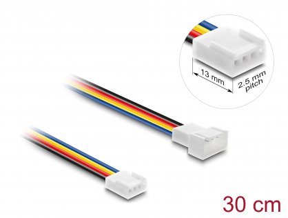 Cablu prelungitor alimentare ventilator PWM 4 pini lungime conector 13mm/pitch 2.5mm T-M 30cm, Delock 90871