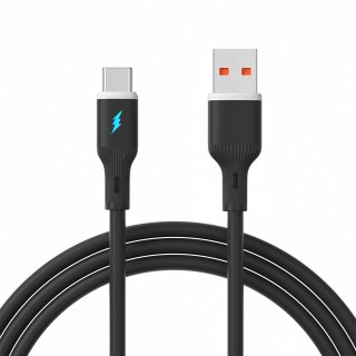 Cablu USB 2.0-A la USB type C T-T 18W 1m silicon Negru, Akyga AK-USB-62