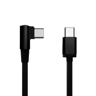 Cablu USB 2.0-C la USB type C drept/unghi T-T 0.2m brodat Negru, Gembird CC-USB2-CMCML-0.2M