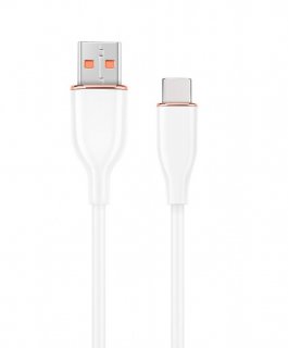 Cablu silicon USB-A 2.0 la USB type C 1.5m Alb, Gembird CC-USB2S-AMCM-1.5M-W