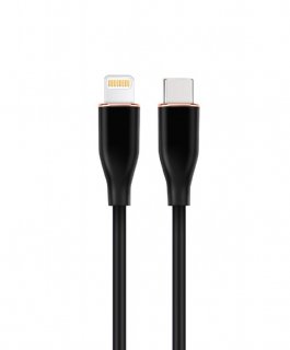 Cablu silicon USB 2.0 type C la iPhone Lightning 1.5m Negru, Gembird CC-USB2S-CM8PM-1.5M-BK