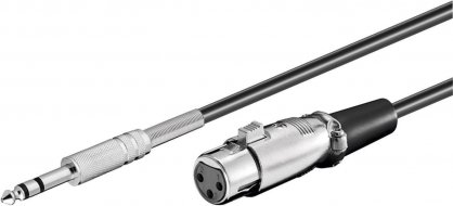 Cablu jack stereo 6.35mm la XLR T-M 6m Negru, KJACKXLR01