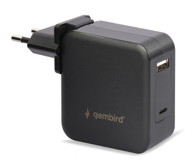 Incarcator universal laptop USB-A + USB-C PD 60W, Gembird NPA-PD60-01