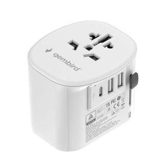 Incarcator priza universal US/UK/EU/AU cu 2 x USB-A + 1 x USB-C 15W, Gembird TPA-EU2A1C15-01-W