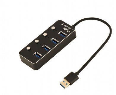 HUB USB 3.0 cu 4 porturi USB-A + switch ON/OFF, Gembird UHB-U3P4P-01