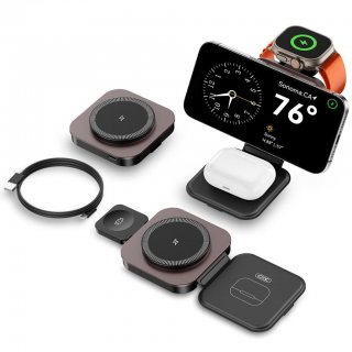 Statie wireless de incarcare 15W 3in1 Negru, XO CX035