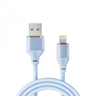 Cablu USB-A la Lightning 5A Transparent/Blue brodat 1m, XO NB291