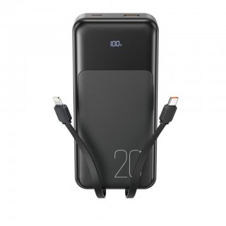 Power bank 20000 mAh 22.5W cu display + cablu USB-C/Lightning Negru, XO PR249