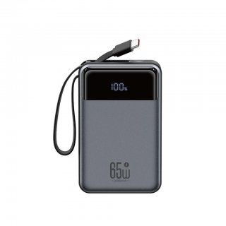 Power bank 20000 mAh 65W cu display + cablu USB-C Gri, XO PR267