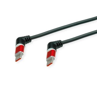 Cablu USB 2.0 type C conectori rotativi 60W unghi/unghi 1.5m Negru, Roline 11.02.8350