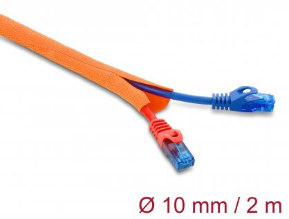 Plasa pentru organizarea cablurilor self-closing 2m x 10mm Orange, Delock 19017