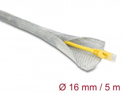 Plasa cu auto-inchidere pentru organizare cabluri 5mx16mm ecranare EMC, Delock 20993