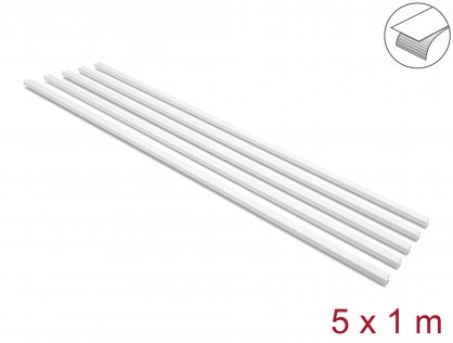 Set 5 buc canal cablu cu banda dublu adeziva 20x10mm - lungime 1m Alb, Delock 22067