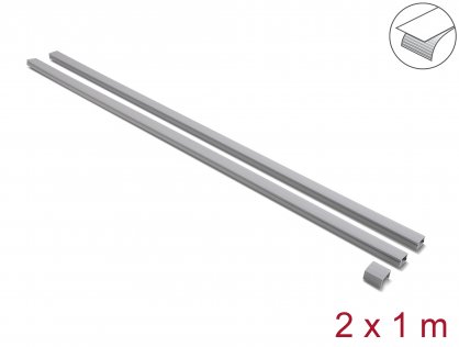 Set 2 buc canal cablu self-adhesive 24x14mm - lungime 1m Gri, Delock 22089