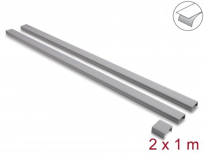 Set 2 buc canal cablu self-adhesive 30x14mm - lungime 1m Gri, Delock 22090