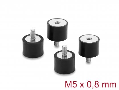 Set 4 buc amortizor vibratii M5x0.8 mm/20x15mm, Delock 60819