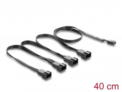 Splitter alimentare ventilator 4 pini PWM la 4 x 4 pini PWM M-T 40cm Negru, Delock 84540