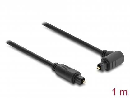 Cablu audio optic Toslink drept/unghi 90 grade 1m negru, Delock 90928