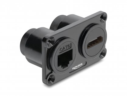 Priza montare birou cu RJ45 Cat.6 + HDMI 4K60Hz Negru, Delock 91172