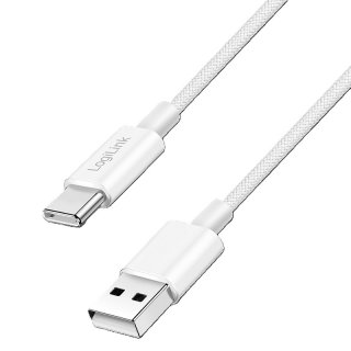 Cablu USB-A 2.0 la USB type C 60W T-T 0.15m Alb, Logilink CU0319