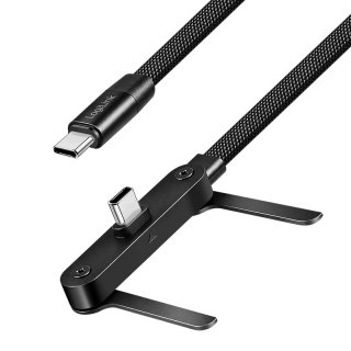 Cablu USB 2.0 type C la USB type C 240W cu stand T-T 1.5m brodat Negru, Logilink CU0450