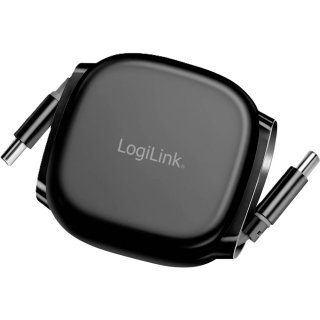 Cablu USB 2.0 type C T-T 1m retractabil Negru, Logilink CU0500