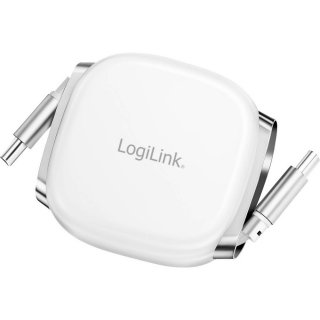 Cablu USB 2.0 type C T-T 1m retractabil Alb, Logilink CU0501