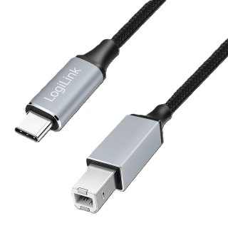 Cablu USB 2.0 type C la USB-B T-T 2m Negru, Logilink CU0515