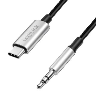 Cablu audio USB type C la jack stereo 3.5mm DAC 2m Negru, Logilink CUA0151