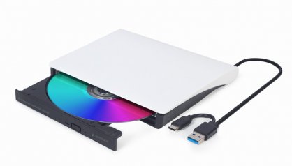 DVD-RW extern la USB-A/USB type C Alb/Negru, Gembird DVD-USB-031-BW