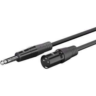Cablu audio XLR 3 pini la jack stereo 6.35mm T-T 1m Negru, Goobay G80049