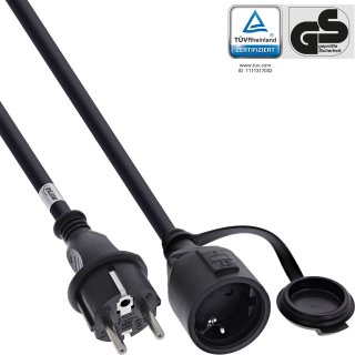 Cablu prelungitor Schuko exterior IP44 T-M 15m Negru, InLine IL16015S
