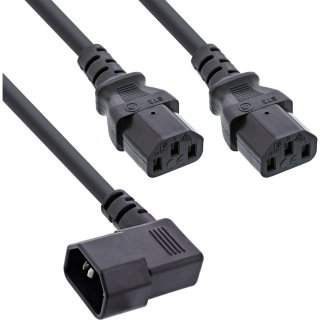 Cablu alimentare C14 la 2 x C13 unghi/drept 1m Negru, InLine IL16633B