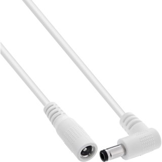 Cablu prelungitor alimentare DC 5.5x2.5mm M-T drept/unghi 1m Alb, InLine IL26901K