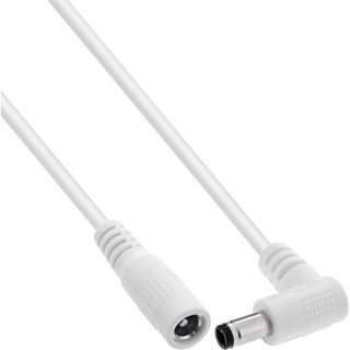 Cablu prelungitor alimentare DC 5.5x2.1mm M-T drept/unghi 3m Alb, InLine IL26903M