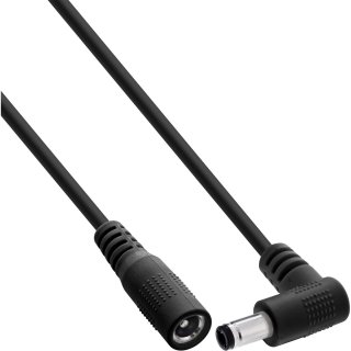 Cablu prelungitor alimentare DC 5.5x2.1mm M-T drept/unghi 5m Negru, InLine IL26905L