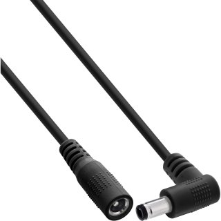 Cablu prelungitor alimentare DC 5.5x2.5mm M-T drept/unghi 0.2m Negru, InLine IL26906J