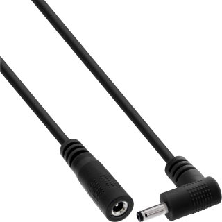 Cablu prelungitor alimentare DC 3.5x1.35mm M-T drept/unghi 0.2m Negru, InLine IL26906P