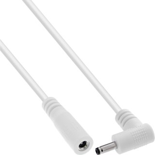 Cablu prelungitor alimentare DC 3.5x1.35mm M-T drept/unghi 0.2m Alb, InLine IL26906Q