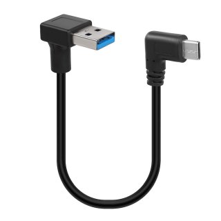 Cablu USB 3.2-A la USB type C T-T unghi/unghi 90 grade 0.2m Negru, kur31-45